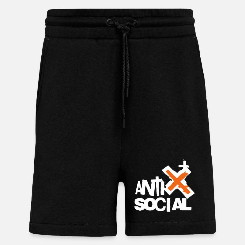 Logo d’art de rue antisocial - Short bio décontracté fabriqué en UE - SOLID BLACK