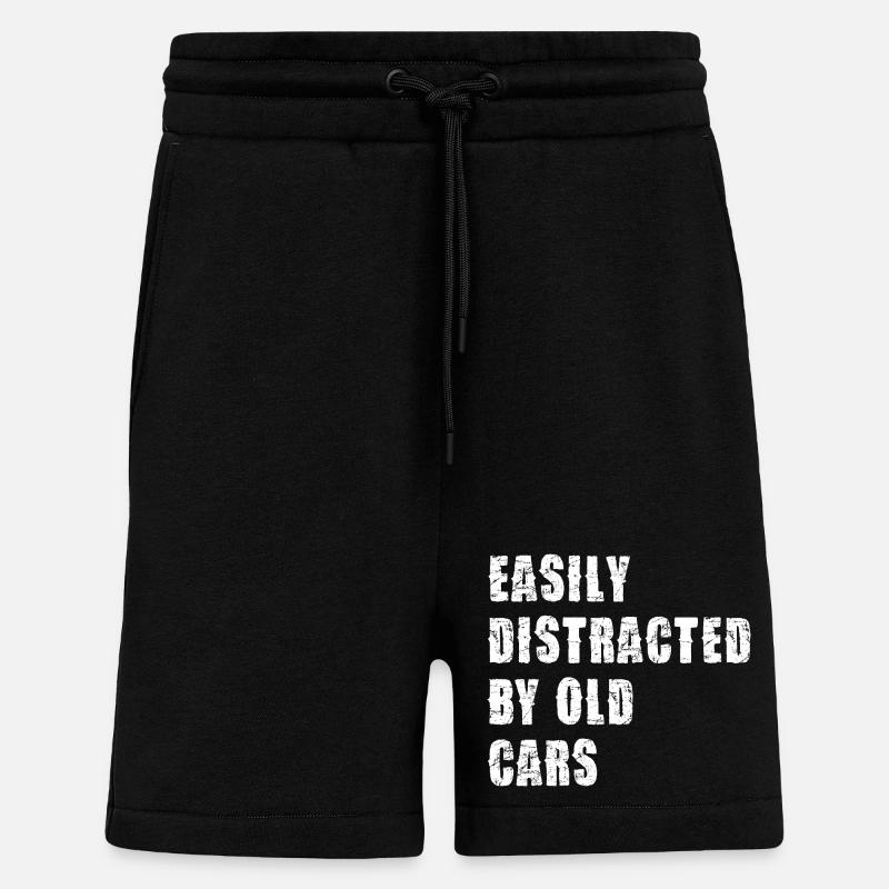 Distrait par de vieilles voitures - Short bio décontracté fabriqué en UE - SOLID BLACK