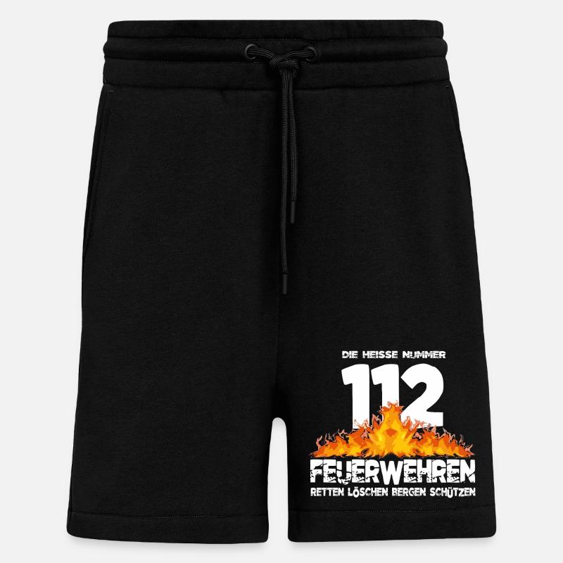Pompiers 112 le numéro chaud - Short bio décontracté fabriqué en UE - SOLID BLACK