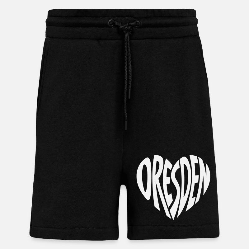 Lettrage en cœur de Dresde - Short bio décontracté fabriqué en UE - SOLID BLACK