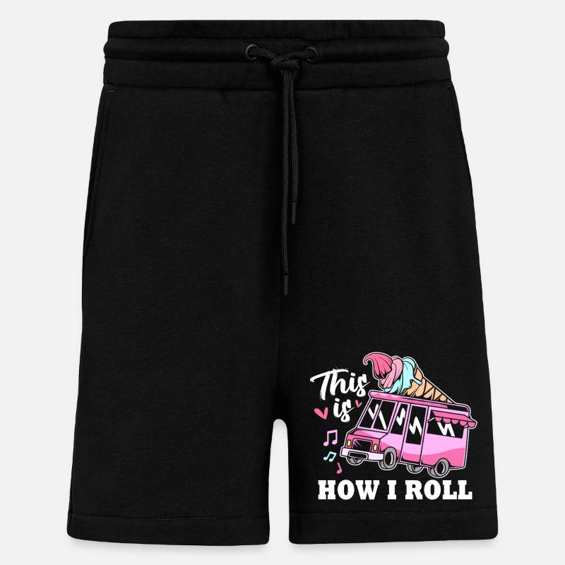 Eisdiele Eiswagen Eis Eiscreme - Short bio décontracté fabriqué en UE - SOLID BLACK