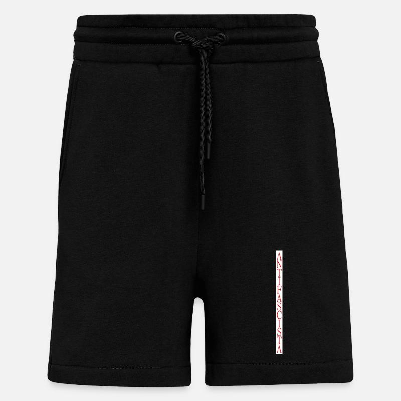 lettrage antifasciste vertical élégant - Short bio décontracté fabriqué en UE - SOLID BLACK