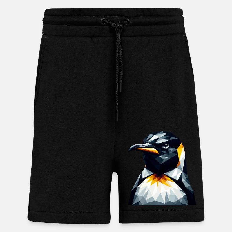 pingouin géométrique polygone math art - Short bio décontracté fabriqué en UE - SOLID BLACK