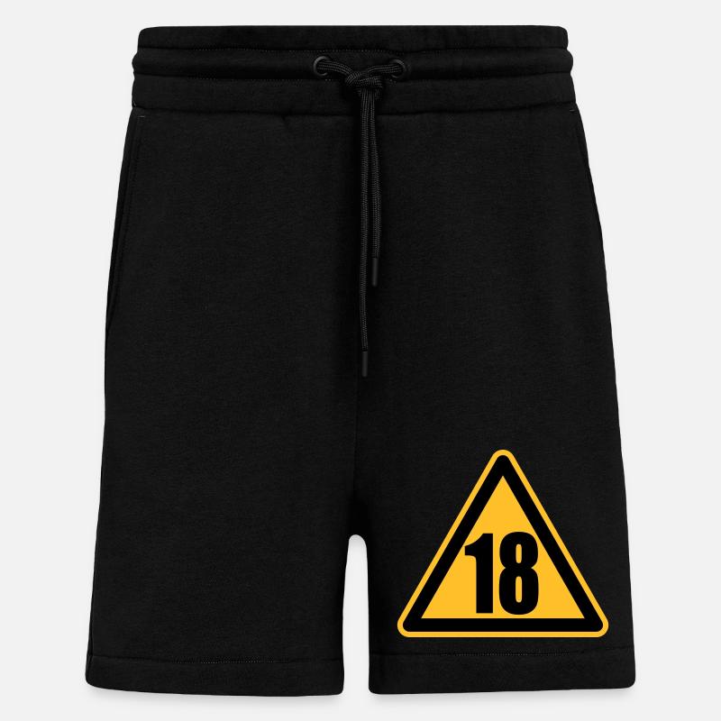 Warning 18 | Achtung 18 - Short bio décontracté fabriqué en UE - SOLID BLACK