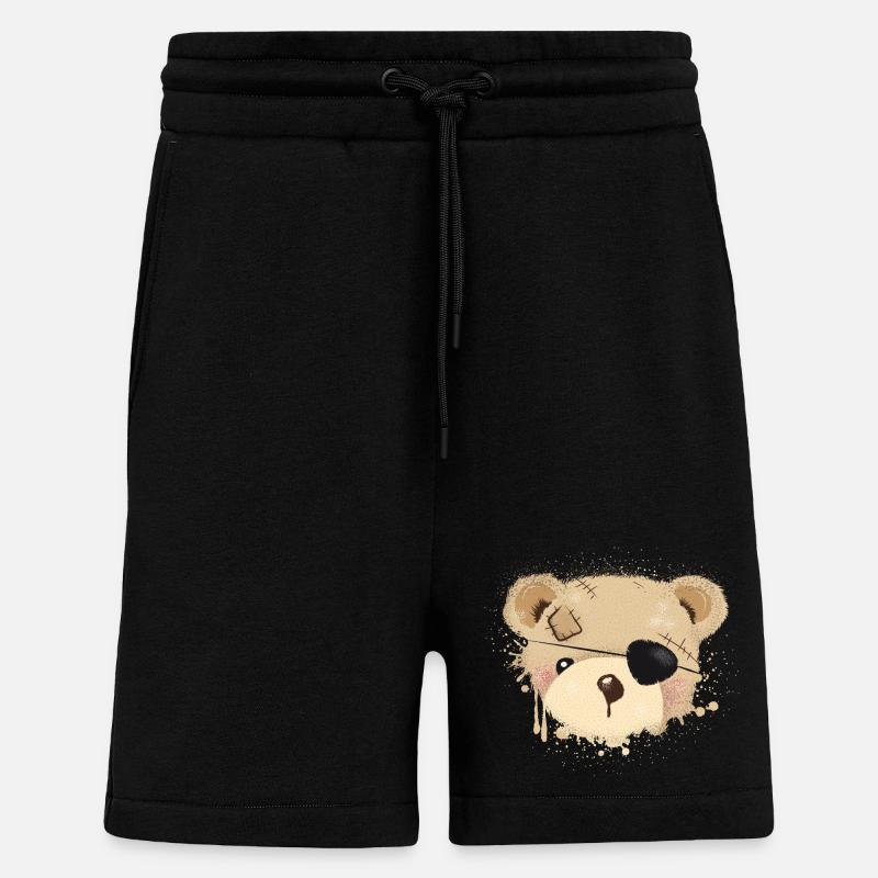 Nounours avec cache-œil - Short bio décontracté fabriqué en UE - SOLID BLACK