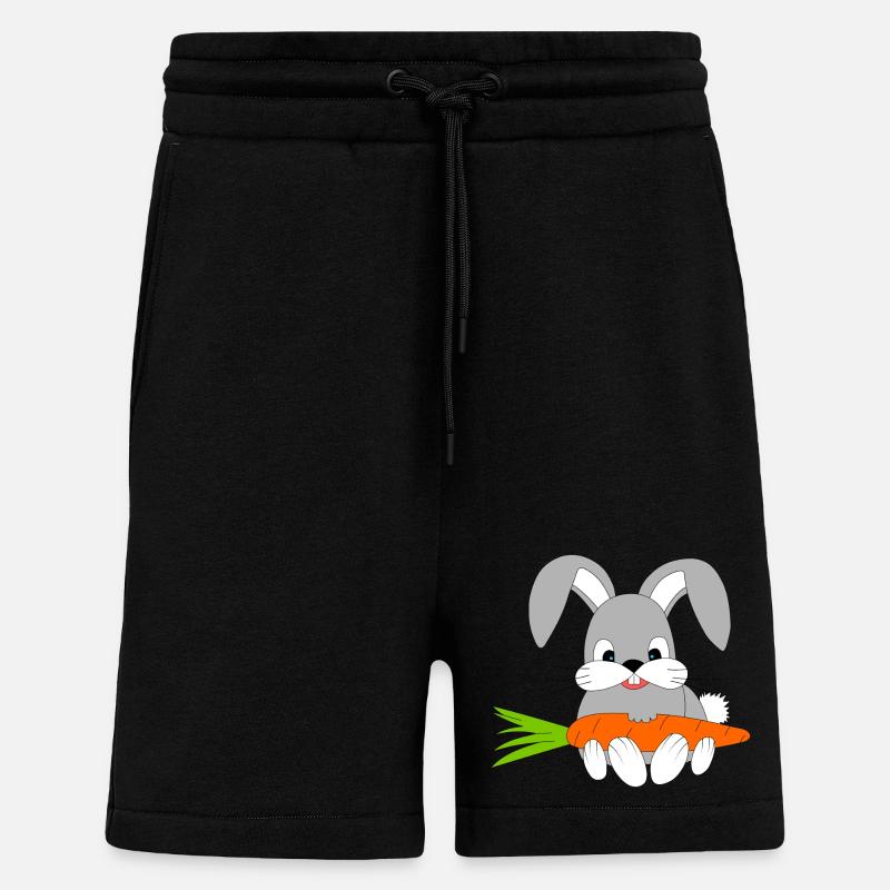 Fröhlicher Hase mit der Möhre - Shorts - made by SPREAD - SOLID BLACK