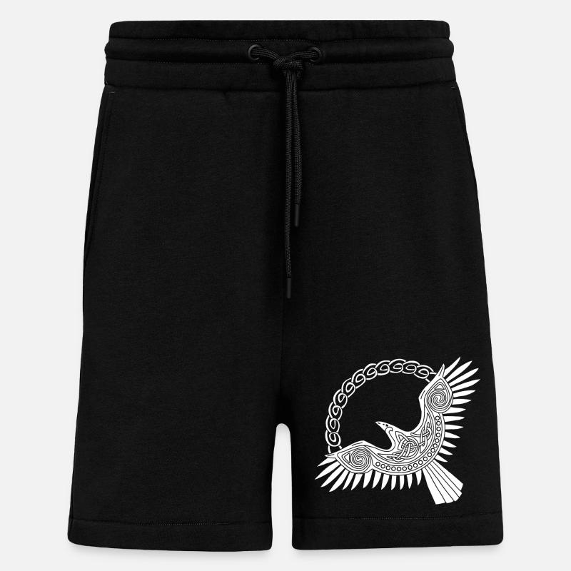white viking eagle - Shorts - made by SPREAD - SOLID BLACK
