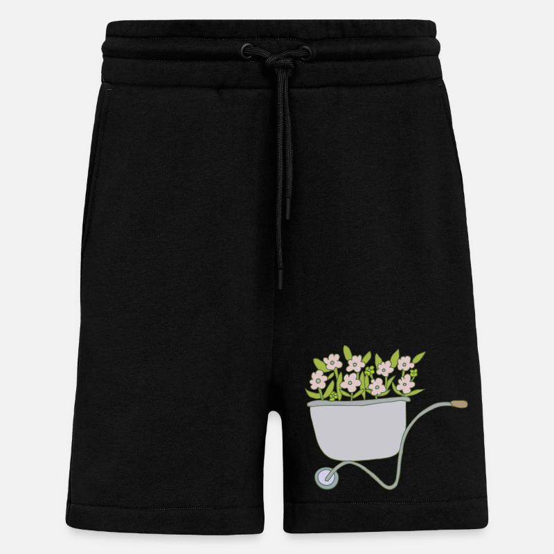 Brouettes Fleurs - Short bio décontracté fabriqué en UE - SOLID BLACK