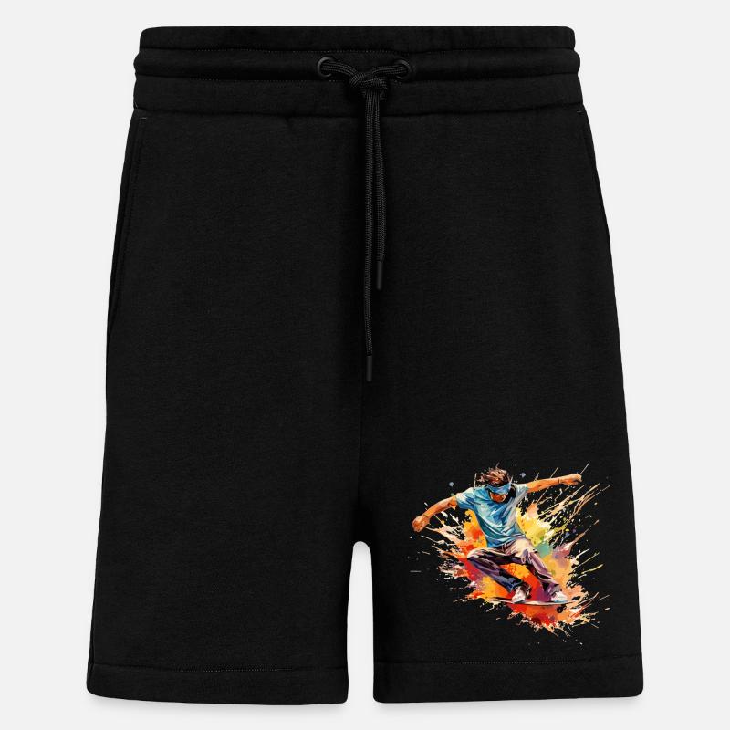Skater Splash Freestyle Rétro - Short bio décontracté fabriqué en UE - SOLID BLACK