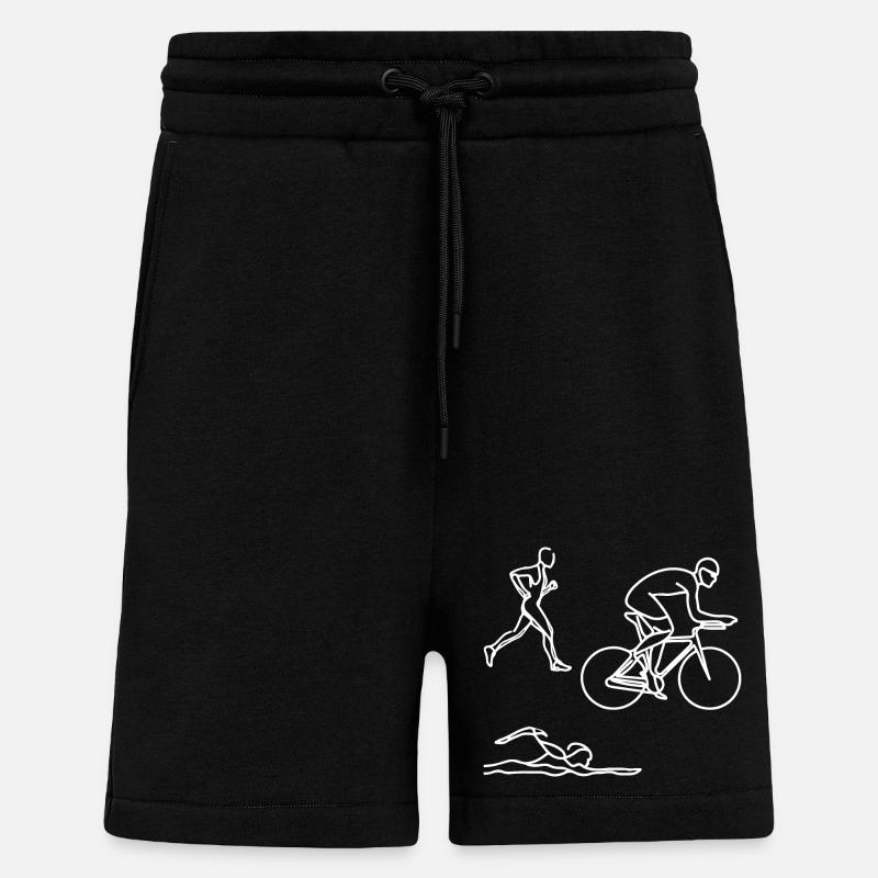 Dessin de triathlon - Short bio décontracté fabriqué en UE - SOLID BLACK