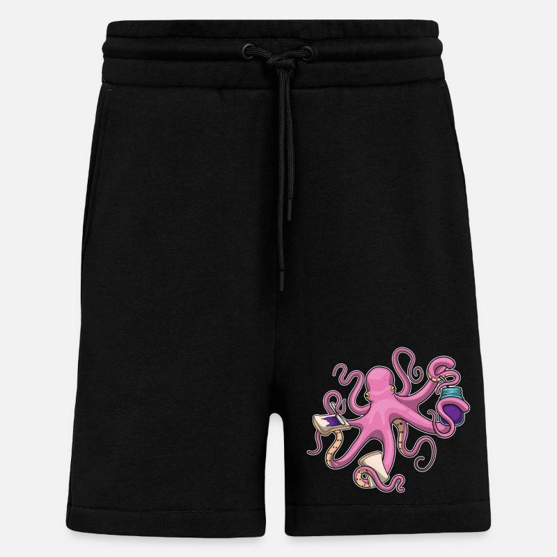 Sandwich au poulpe - Short bio décontracté fabriqué en UE - SOLID BLACK