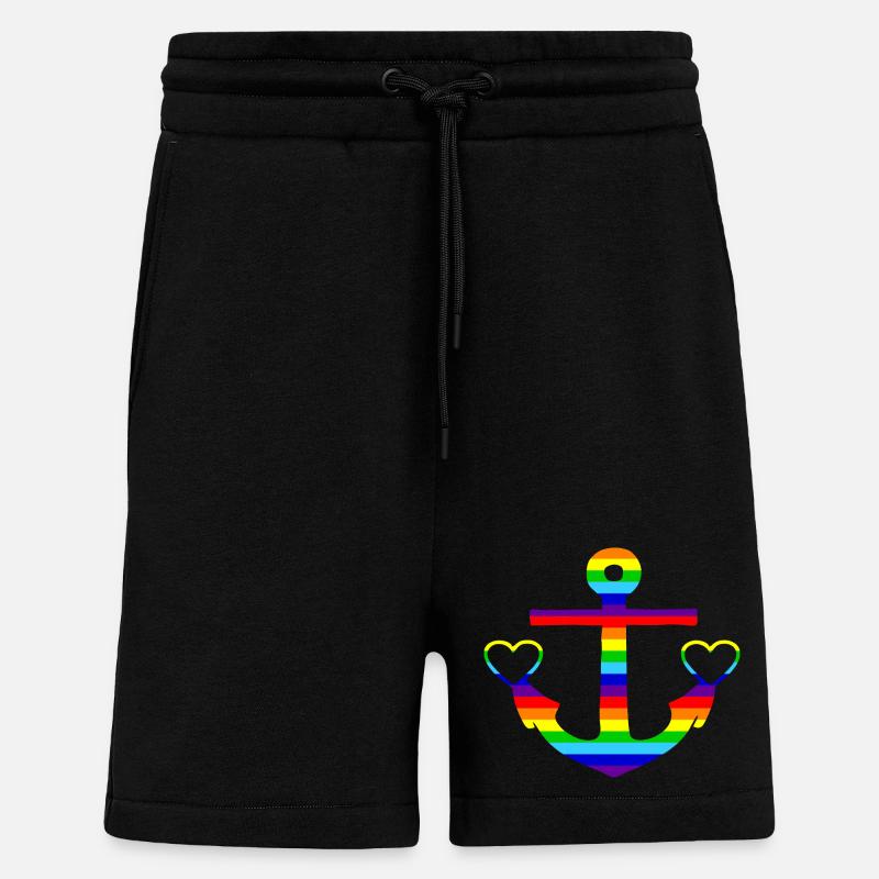 Anker Regenbogen bunt - Shorts - made by SPREAD - SOLID BLACK