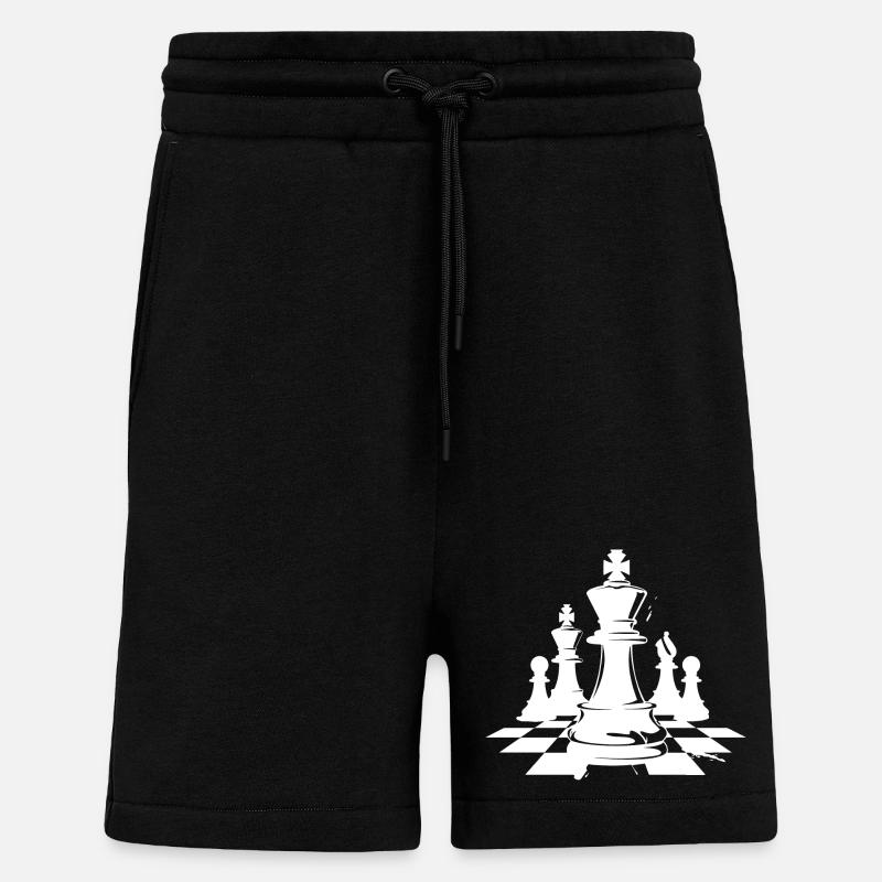 Chess Pieces Drawing - Shorts - made by SPREAD - SOLID BLACK