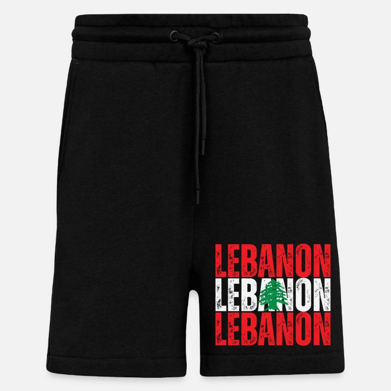 Drapeau du Liban, fierté libanaise - Short bio décontracté fabriqué en UE - SOLID BLACK