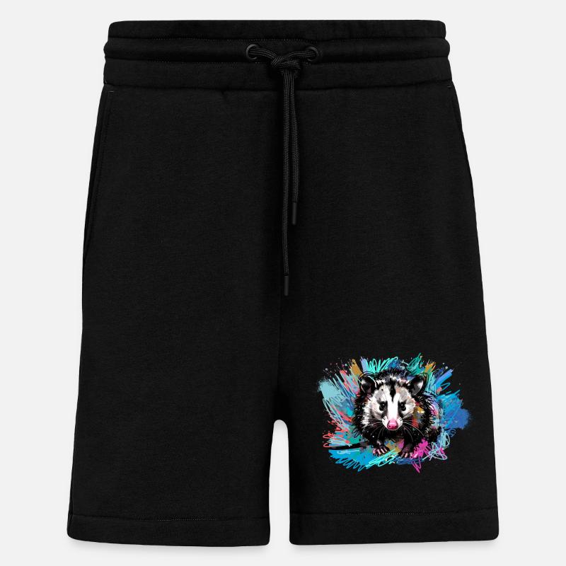 Opossum, ilustration,Beutelratte, bunt, Graffiti - Shorts - made by SPREAD - SOLID BLACK