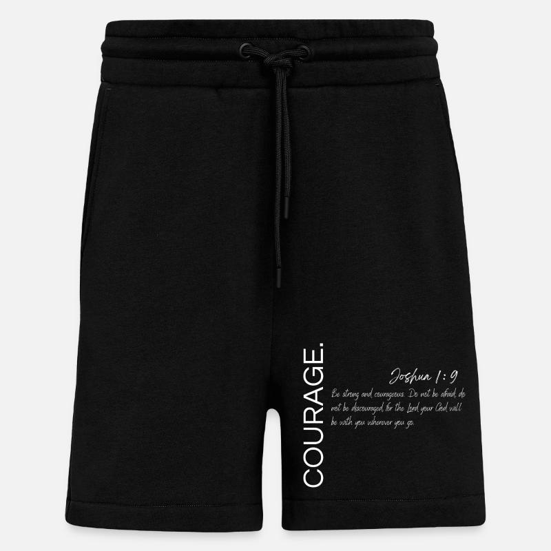 Courage - Josué 1:9 Conception chrétienne - Short bio décontracté fabriqué en UE - SOLID BLACK
