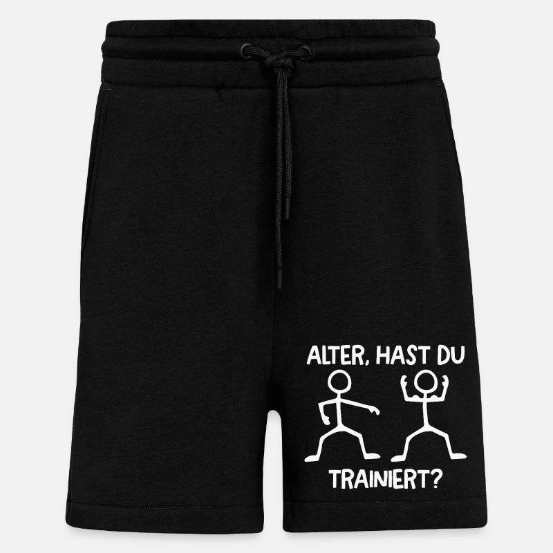 Strichmännchen HAST DU TRAINIERT Lustiges - Shorts - made by SPREAD - SOLID BLACK