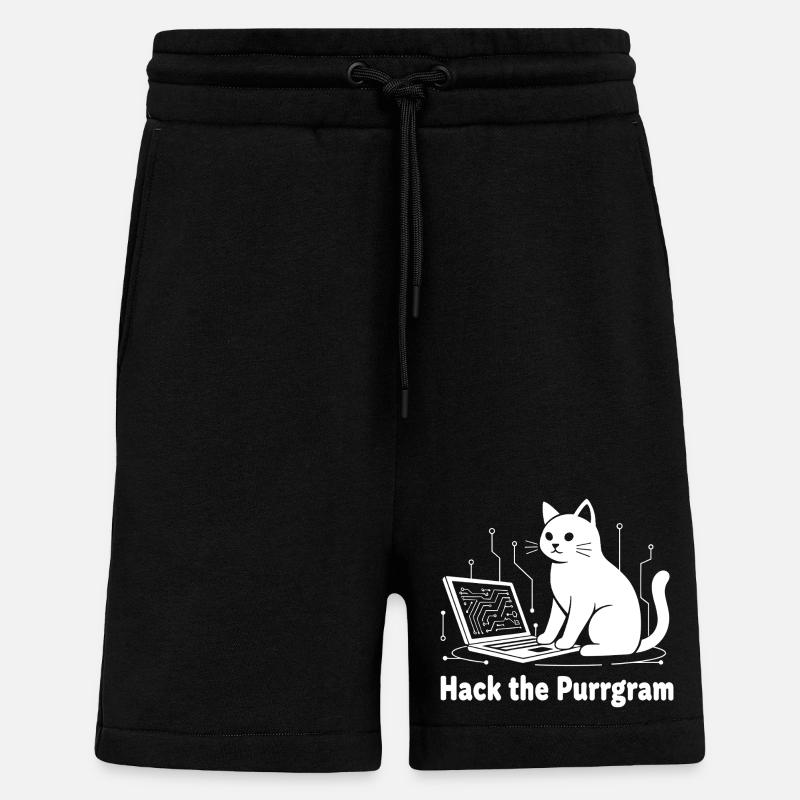Purrrgram Hack: Katzentech Humor - Shorts - made by SPREAD - SOLID BLACK