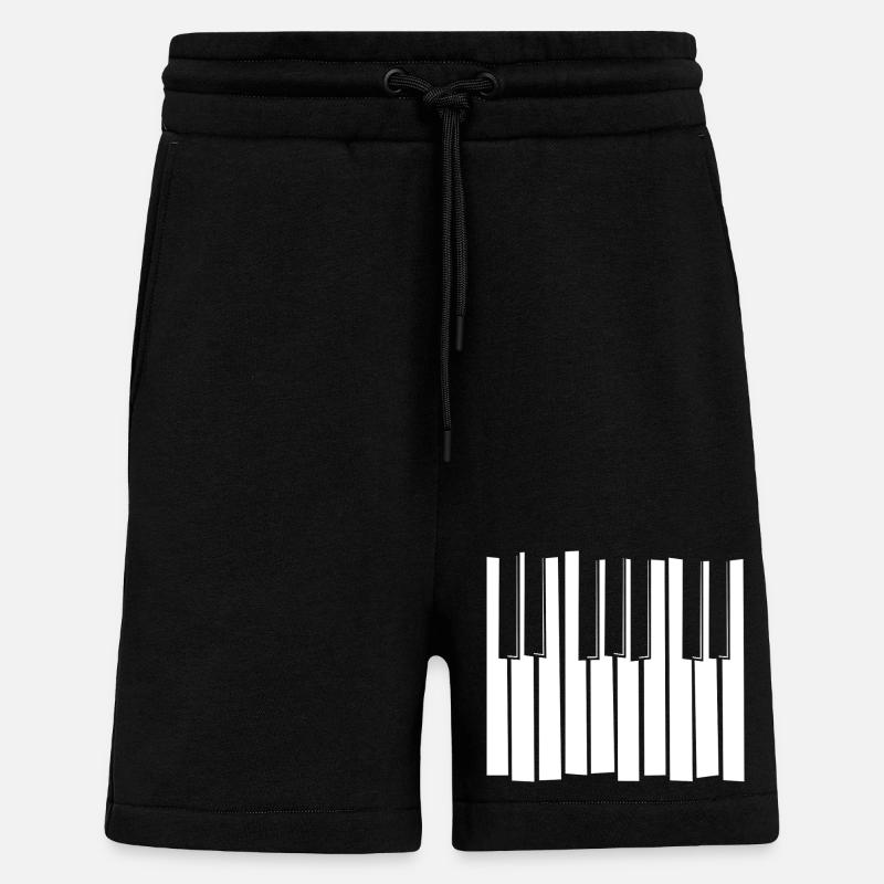 Piano Keyboard Strip Pattern - Shorts - made by SPREAD - SOLID BLACK