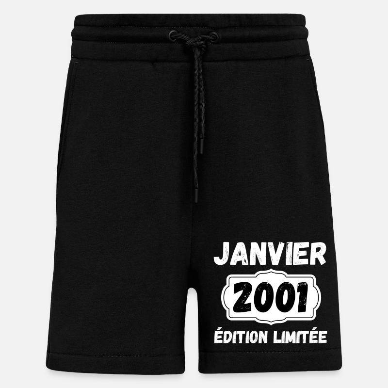 Janvier 2001 Édition Limitée Anniversaire - Short bio décontracté fabriqué en UE - SOLID BLACK