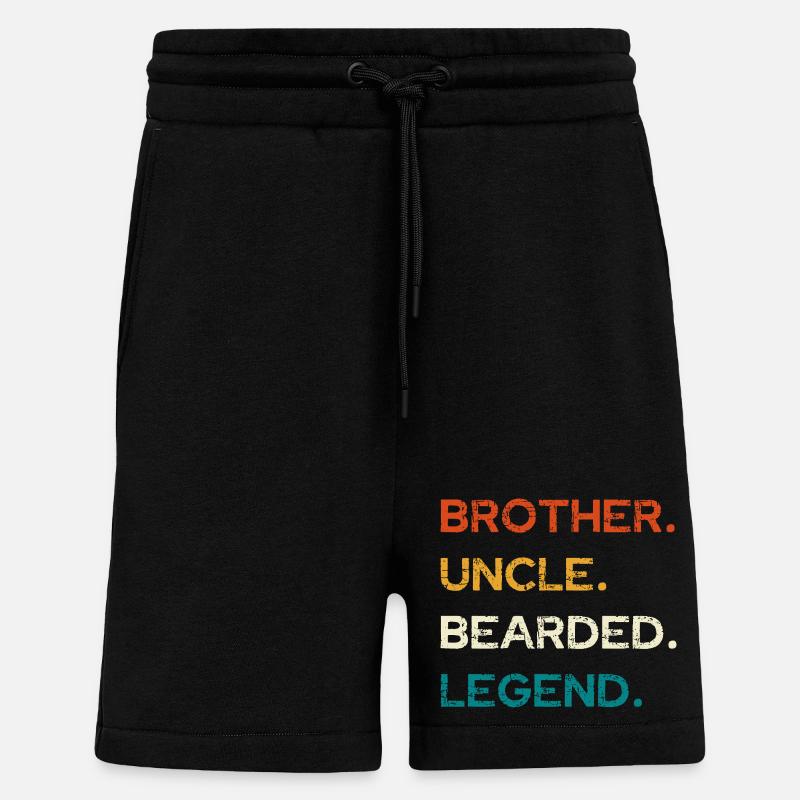 Légende barbue : Frère et oncle - Short bio décontracté fabriqué en UE - SOLID BLACK