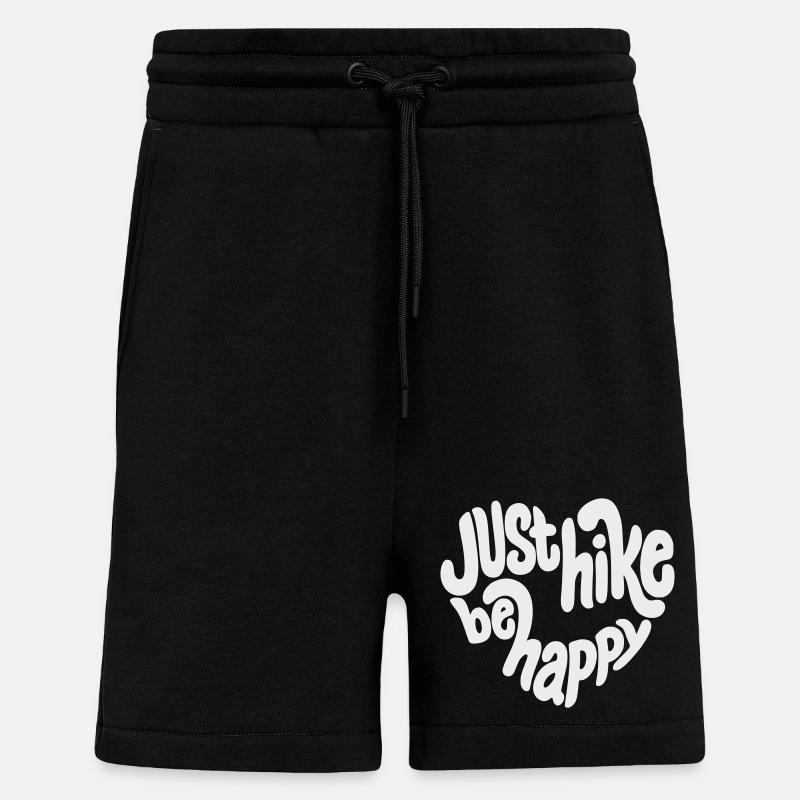 Lettrage Just Hike Be Happy - Short bio décontracté fabriqué en UE - SOLID BLACK
