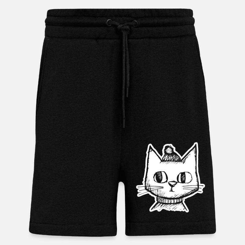 Chat Chats Visage de chat - Short bio décontracté fabriqué en UE - SOLID BLACK