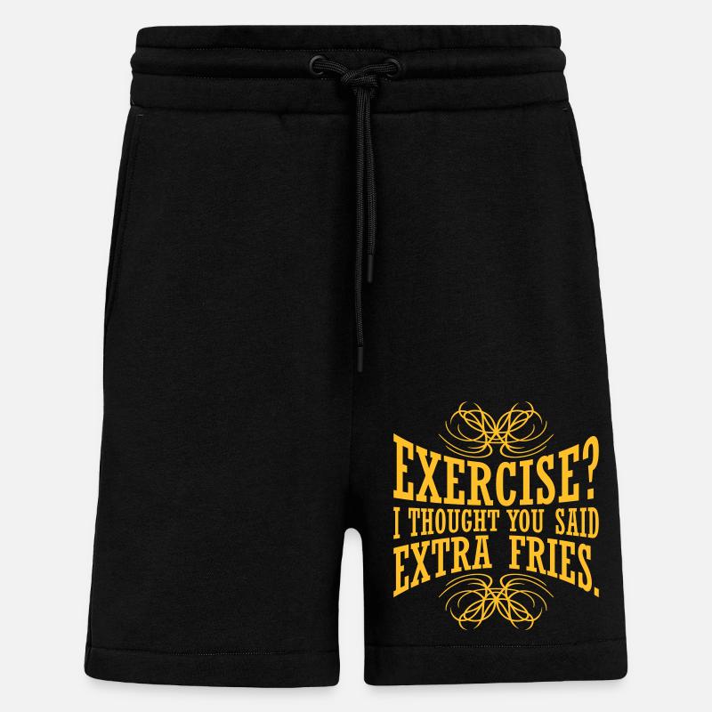 Exercise Extra Fries Zitat - Shorts - made by SPREAD - SOLID BLACK