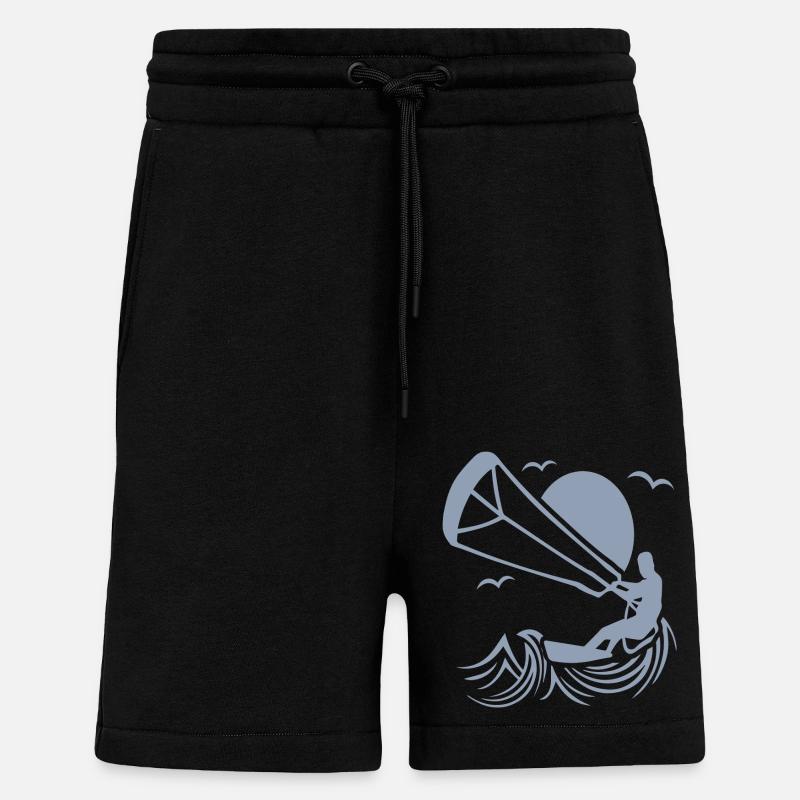 Kitesurfer Silhouette, Kiten Abenteuer Design - Shorts - made by SPREAD - SOLID BLACK