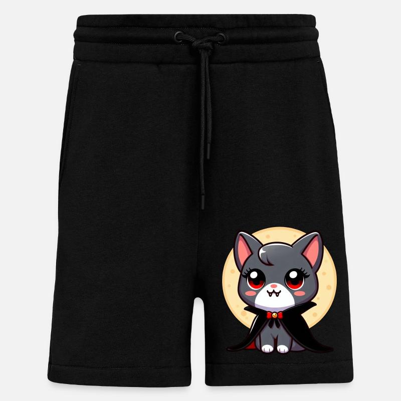 Halloween Chat Vampire Chauve-souris Mignon - Short bio décontracté fabriqué en UE - SOLID BLACK