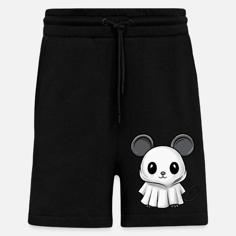 Mouse Halloween Comic Ghost - Shorts - made by SPREAD - SOLID BLACK