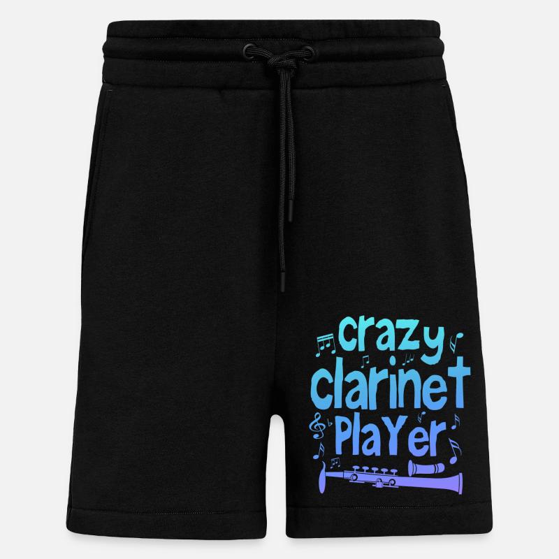 Crazy clarinet player - Short bio décontracté fabriqué en UE - SOLID BLACK