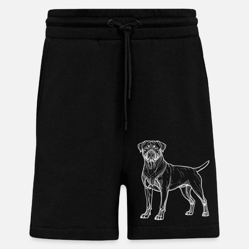 Rottweiler white lines - Shorts - made by SPREAD - SOLID BLACK