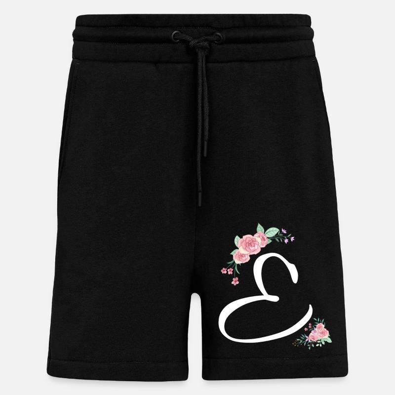 Lettre e fleurs - Short bio décontracté fabriqué en UE - SOLID BLACK