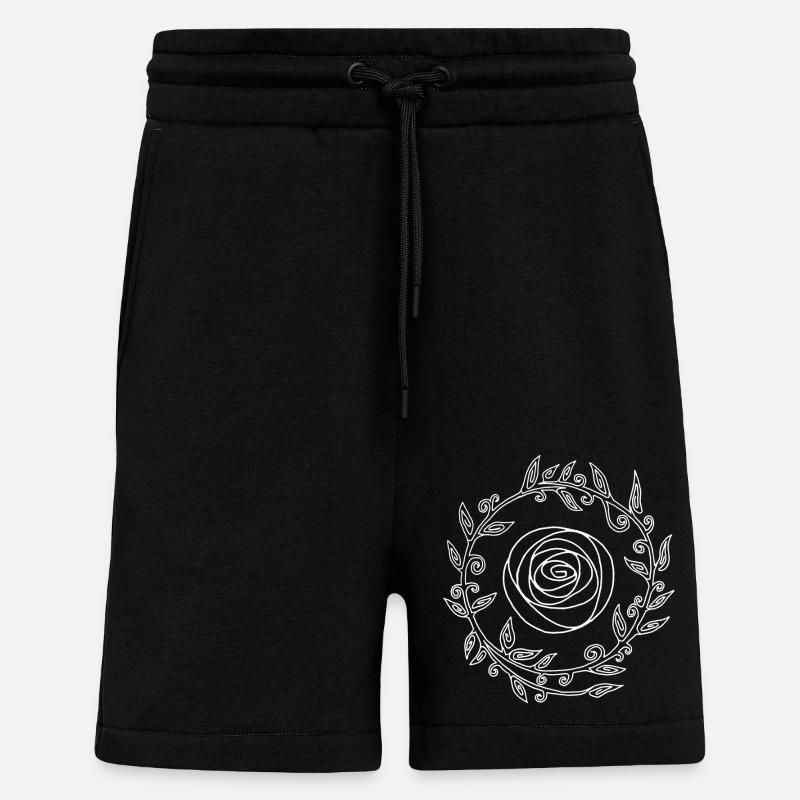 Fleur couronnée blanche - Short bio décontracté fabriqué en UE - SOLID BLACK