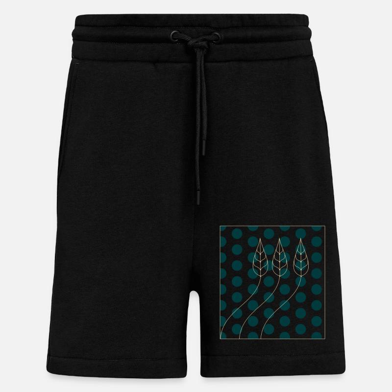 Motif végétal points - Short bio décontracté fabriqué en UE - SOLID BLACK