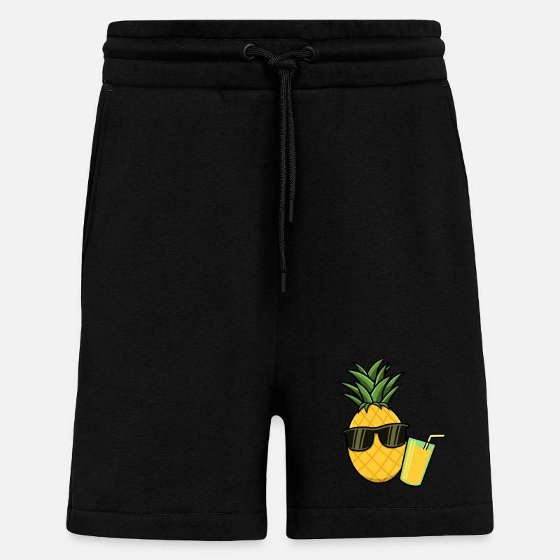 Cocktail d'ananas et d'ananas - Short bio décontracté fabriqué en UE - SOLID BLACK
