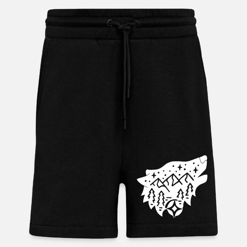 nature totem white wolf - Shorts - made by SPREAD - SOLID BLACK