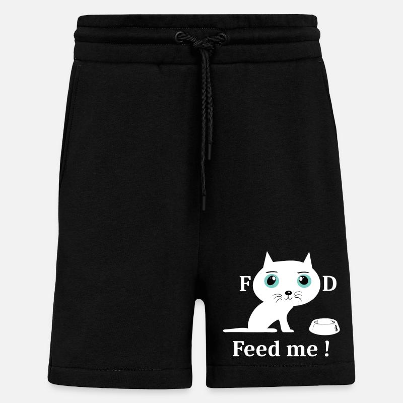 Chat blanc mignon - Short bio décontracté fabriqué en UE - SOLID BLACK