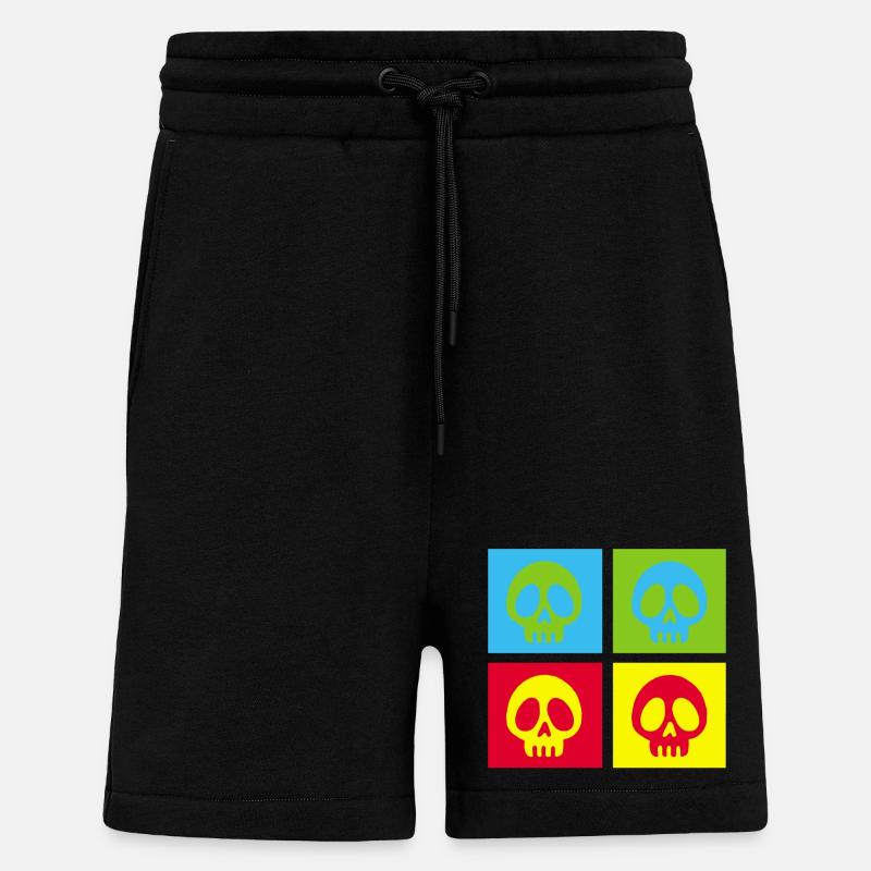 Pop art manga skull - Shorts - made by SPREAD - SOLID BLACK