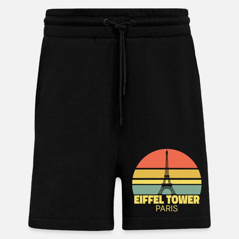 Tour Eiffel Paris Silhouette Rétro - Short bio décontracté fabriqué en UE - SOLID BLACK