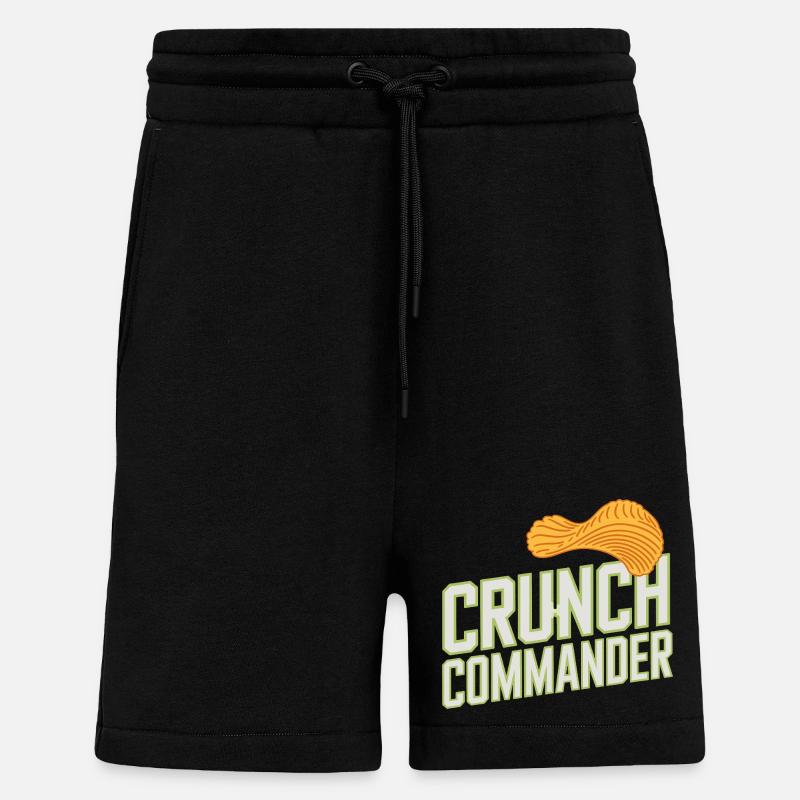 Crunch Commander Nibbler Chips Fan Snack - Short bio décontracté fabriqué en UE - SOLID BLACK