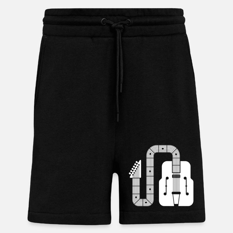 Forme abstraite Guitare rétro - Short bio décontracté fabriqué en UE - SOLID BLACK