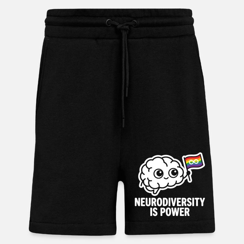 NEURODIVERSITY IS POWER Brain - Shorts - made by SPREAD - SOLID BLACK