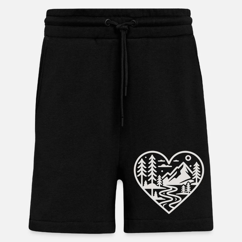 Herzlandschaft Bergfluss Wald - Shorts - made by SPREAD - SOLID BLACK
