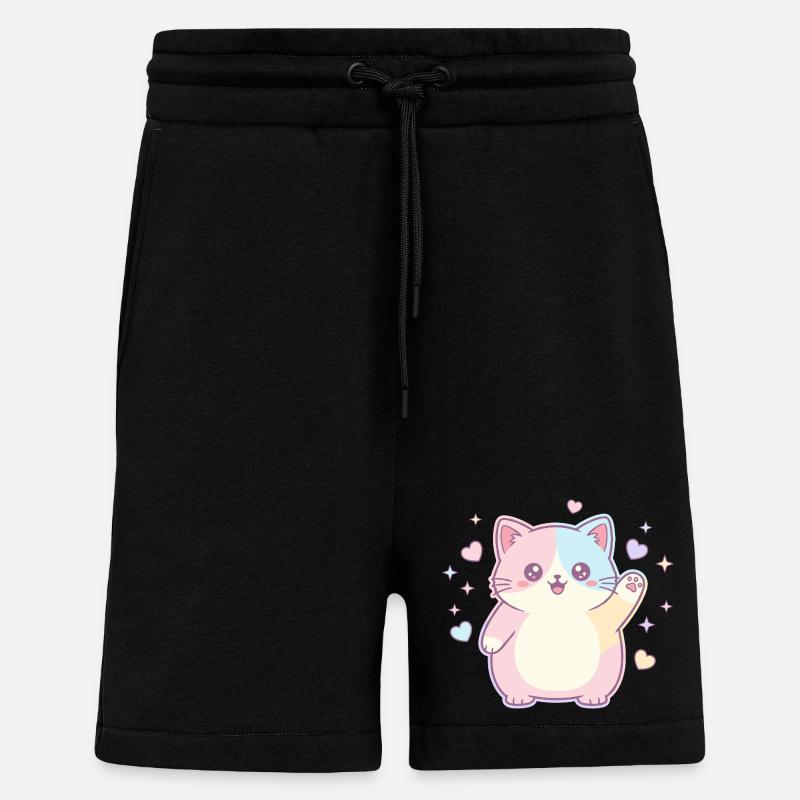 Pastellkätzchen Herzfreude - Shorts - made by SPREAD - SOLID BLACK