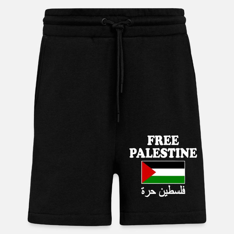 Free palestine - Short bio décontracté fabriqué en UE - SOLID BLACK
