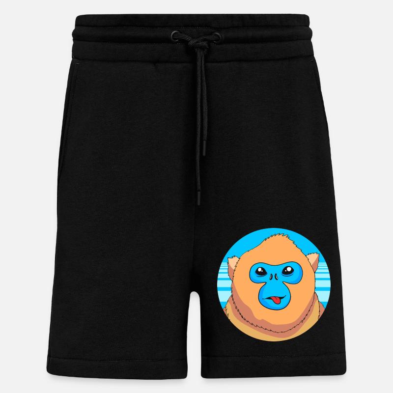 Snub-nosed monkey Monkey Chimpanzee - Shorts - made by SPREAD - SOLID BLACK