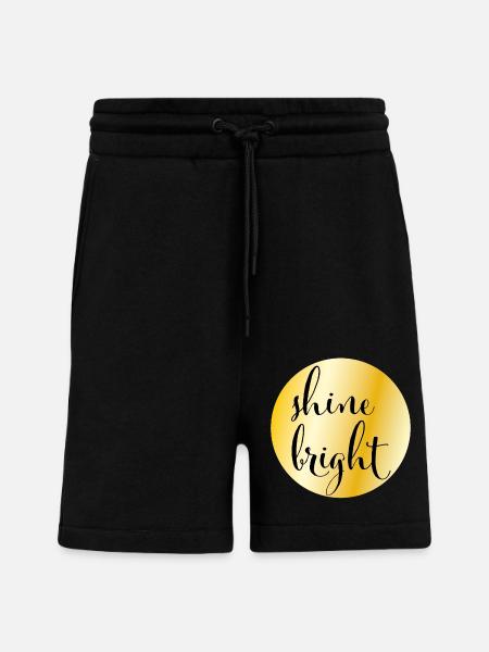 Gylden cirkel med at sige "skinne lyst" - Organic relaxed shorts made in EU - SOLID BLACK