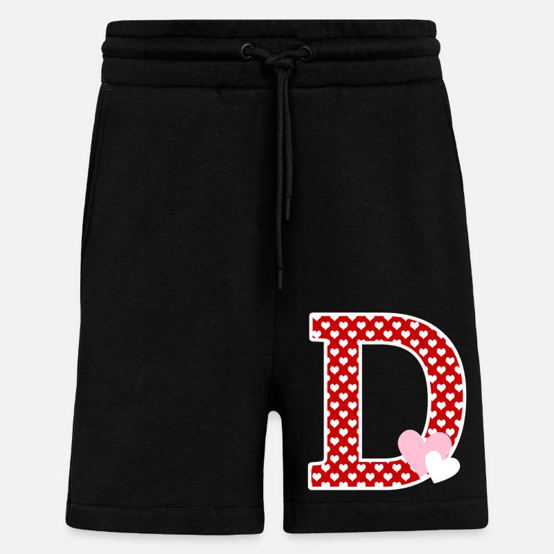 Letter D heart - Shorts - made by SPREAD - SOLID BLACK